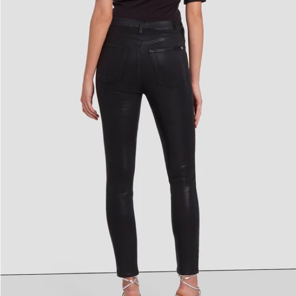 7 For All Mankind - Skinny in coated black jeans with gold buttons. Size 29 - Picture 5 of 6